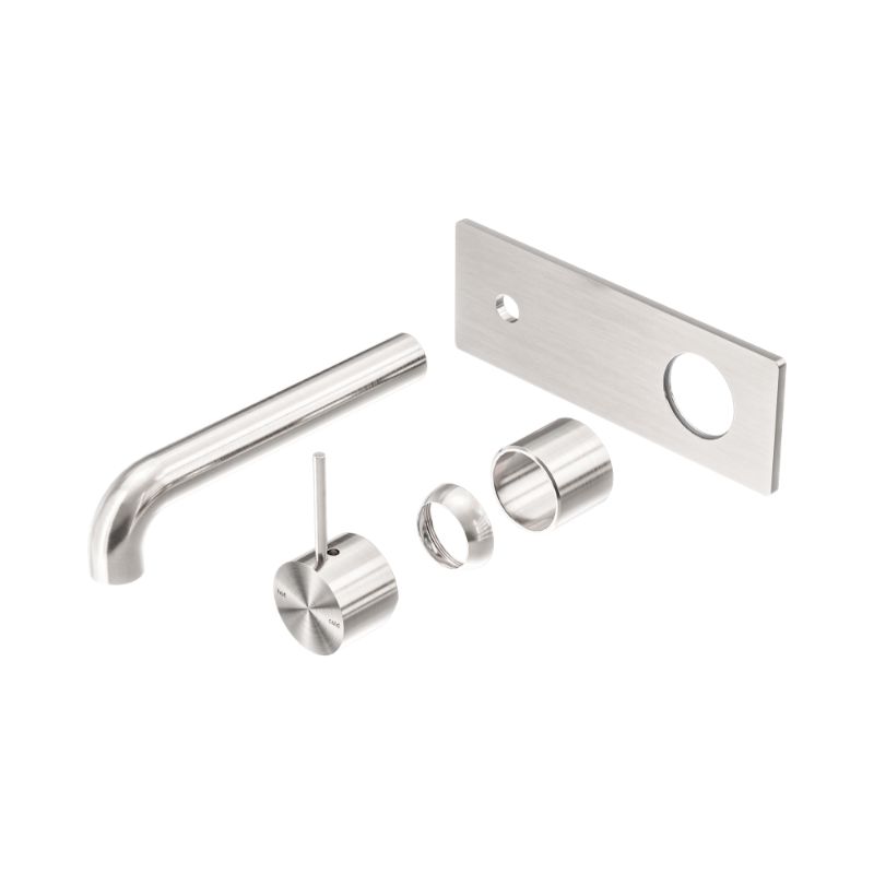 Mecca Wall Basin/Bath Mixer Handle Up 185mm Trim Kits Only Brushed Nickel