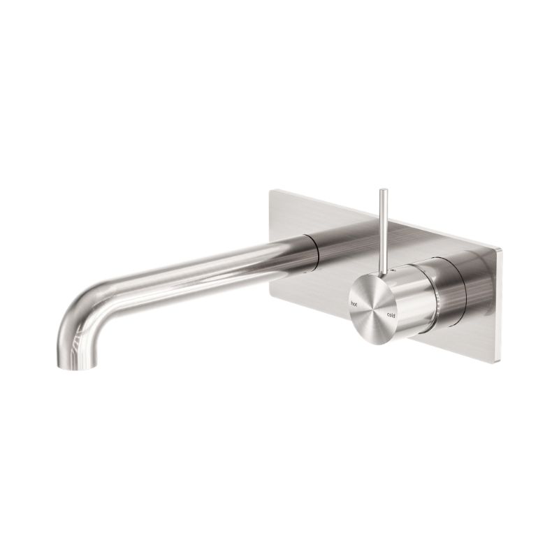 Mecca Wall Basin/Bath Mixer Handle Up 230mm Brushed Nickel