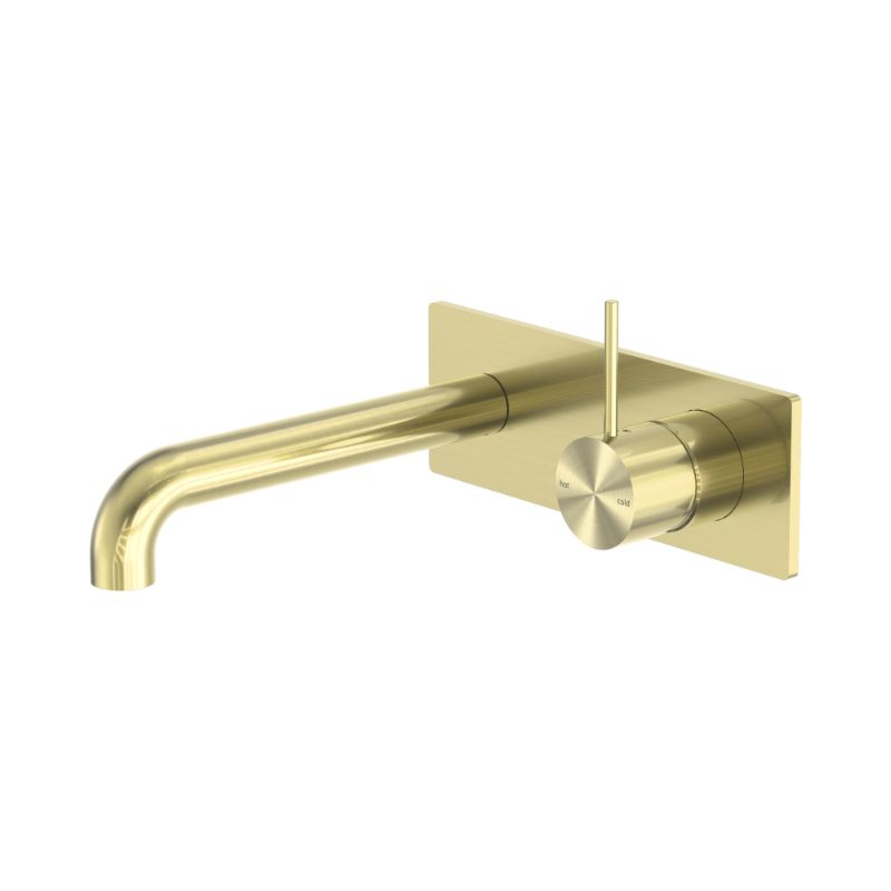 Mecca Wall Basin/Bath Mixer Handle Up 260mm Brushed Gold