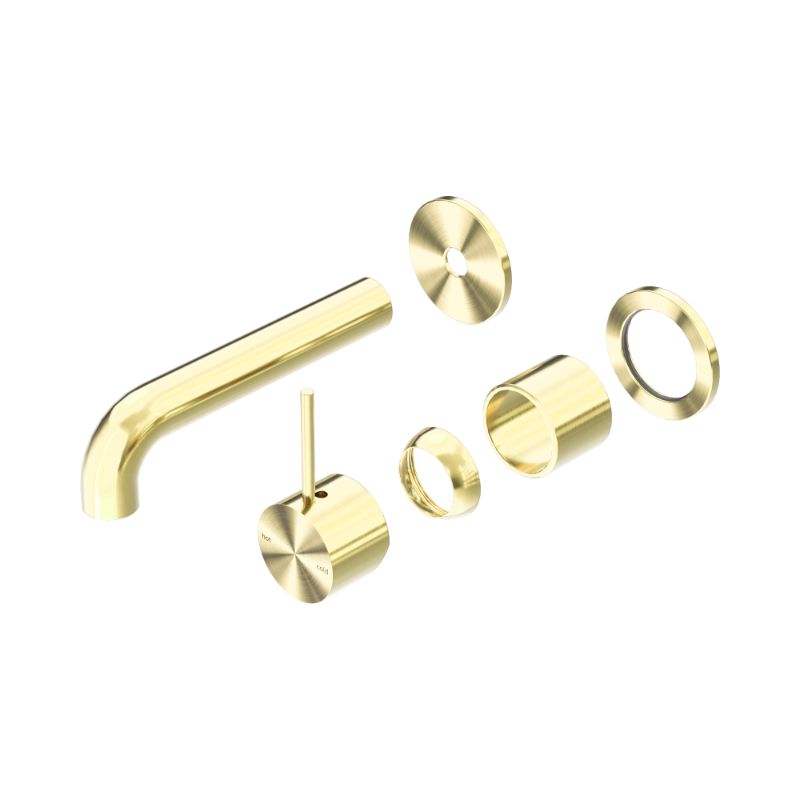 Mecca Wall Basin/Bath Mixer Separate Back Plate Handle Up 120mm Trim Kits Only Brushed Gold