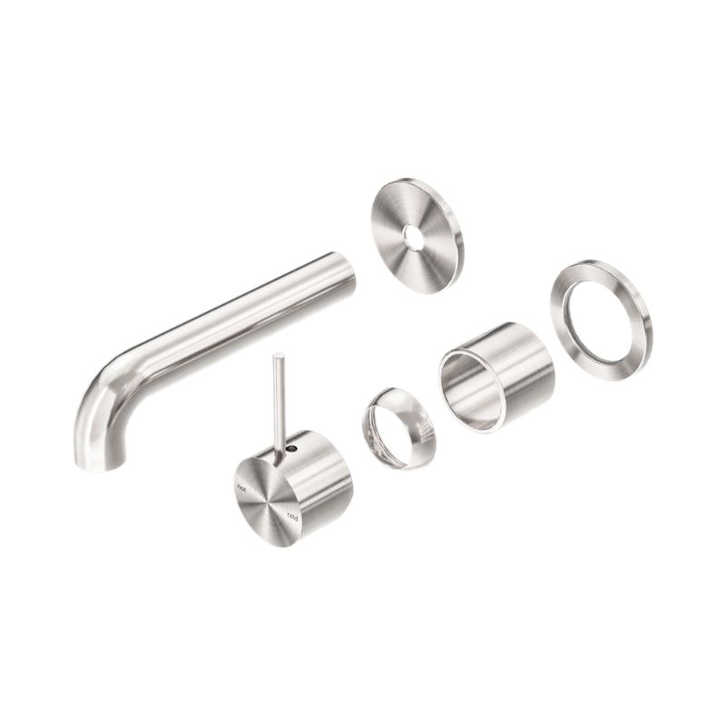 Mecca Wall Basin/Bath Mixer Separate Back Plate Handle Up 120mm Trim Kits Only Brushed Nickel