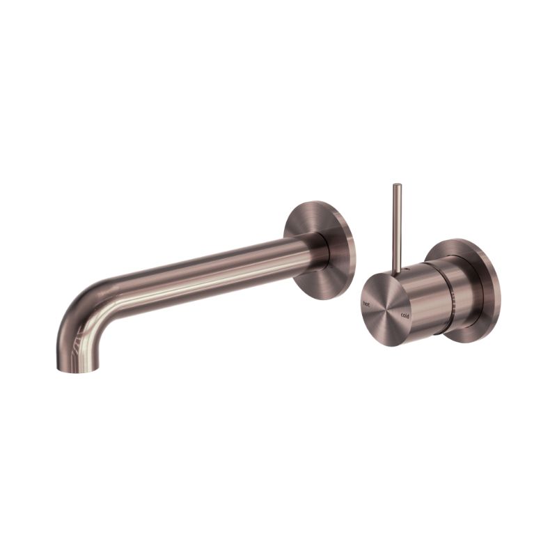 Mecca Wall Basin/Bath Mixer Separate Back Plate Handle Up 185mm Brushed Bronze