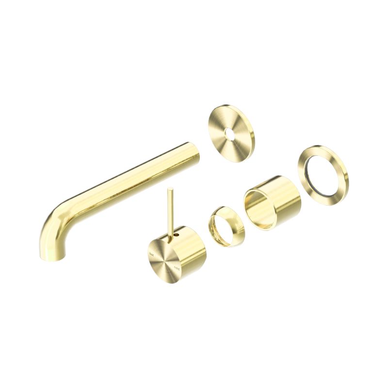 Mecca Wall Basin/Bath Mixer Separate Back Plate Handle Up 185mm Trim Kits Only Brushed Gold