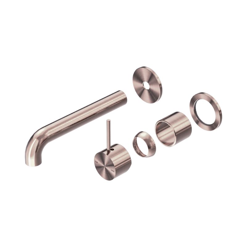 Mecca Wall Basin/Bath Mixer Separate Back Plate Handle Up 185mm Trim Kits Only Brushed Bronze
