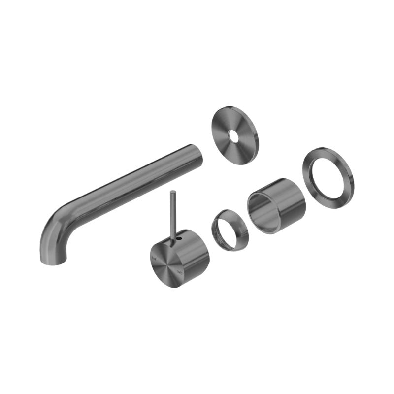 Mecca Wall Basin/Bath Mixer Separate Back Plate Handle Up 185mm Trim Kits Only Gun Metal