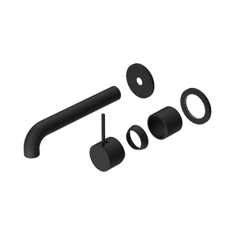 Mecca Wall Basin/Bath Mixer Separate Back Plate Handle Up 185mm Trim Kits Only Matte Black