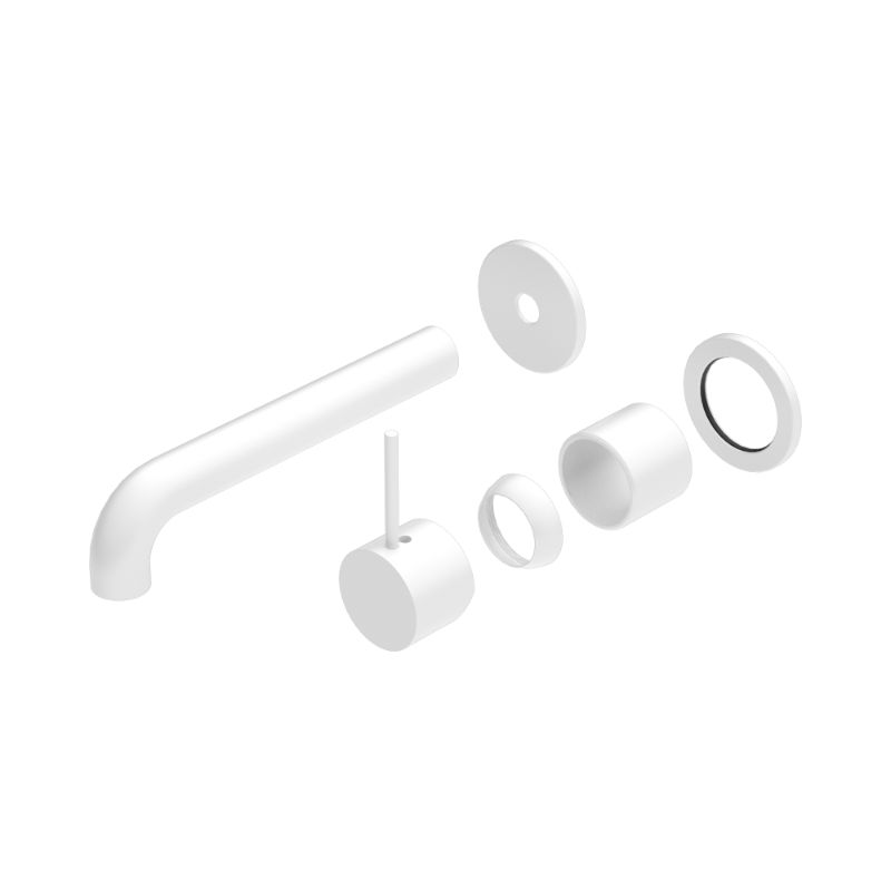 Mecca Wall Basin/Bath Mixer Separate Back Plate Handle Up 185mm Trim Kits Only Matte White
