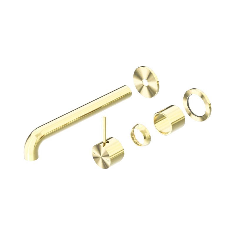 Mecca Wall Basin/Bath Mixer Separate Back Plate Handle Up 230mm Trim Kits Only Brushed Gold