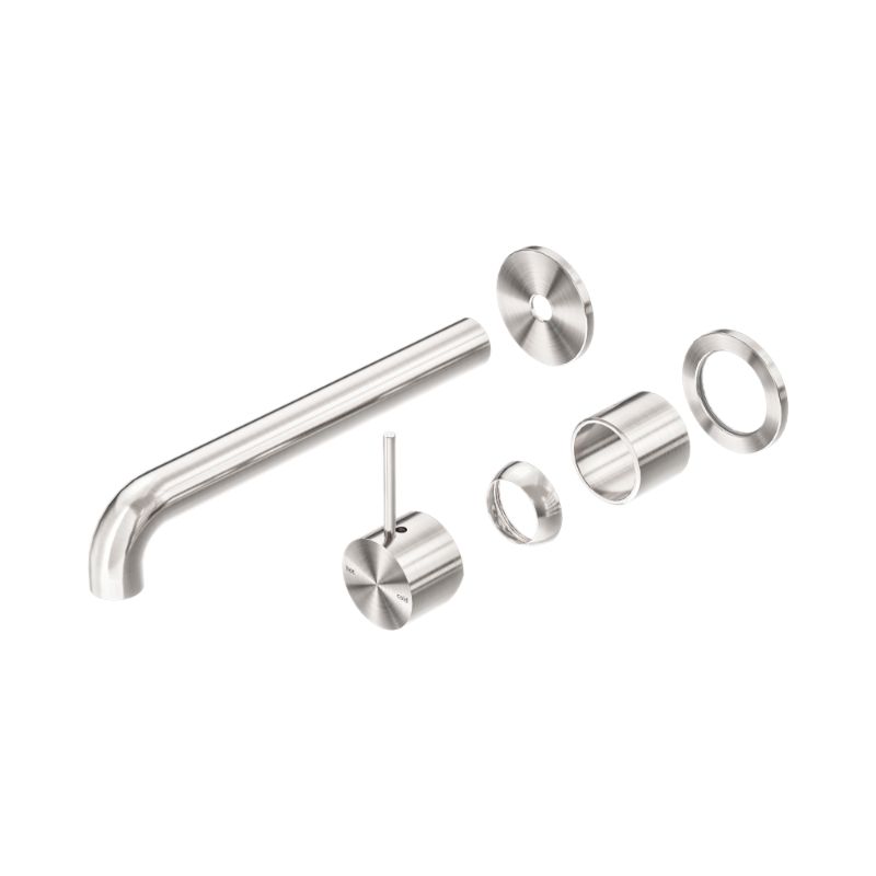 Mecca Wall Basin/Bath Mixer Separate Back Plate Handle Up 230mm Trim Kits Only Brushed Nickel
