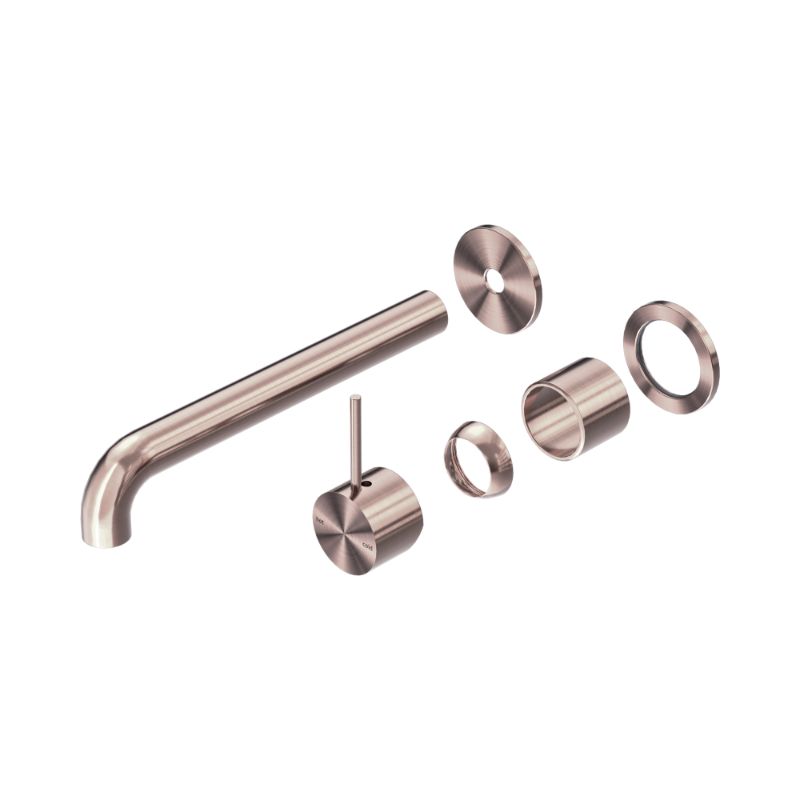 Mecca Wall Basin/Bath Mixer Separate Back Plate Handle Up 230mm Trim Kits Only Brushed Bronze