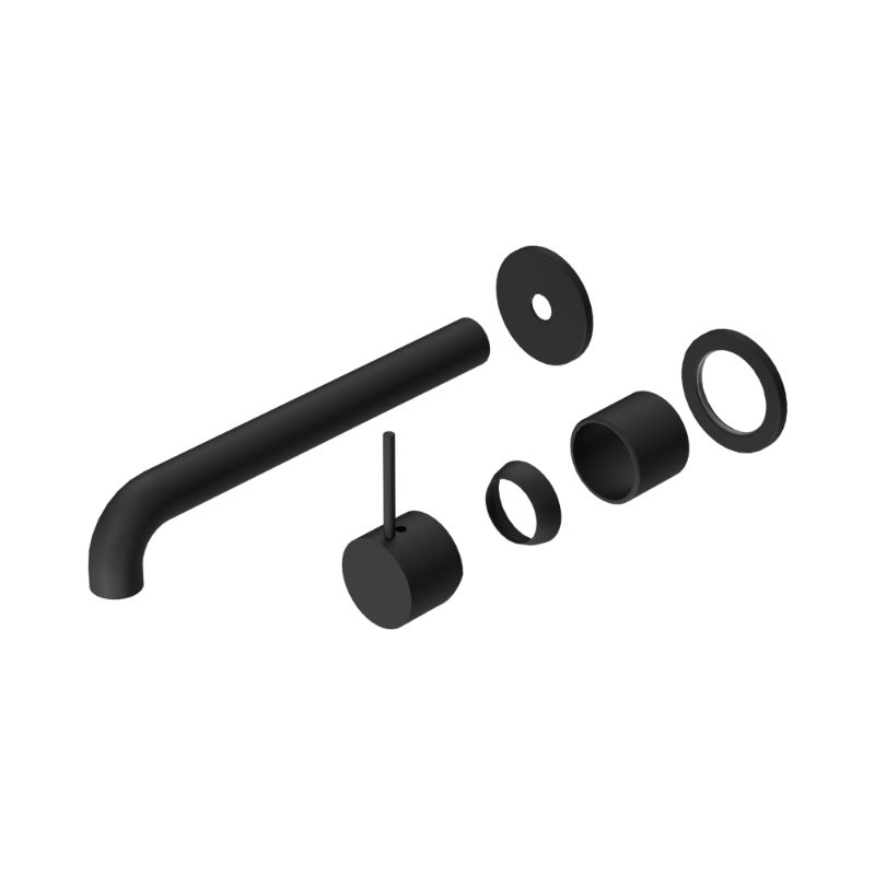 Mecca Wall Basin/Bath Mixer Separate Back Plate Handle Up 230mm Trim Kits Only Matte Black