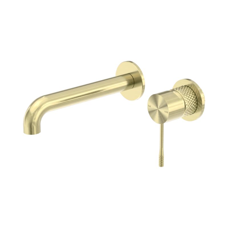 Opal Wall Basin/Bath Mixer Separate Back Plate 185mm Brushed Gold